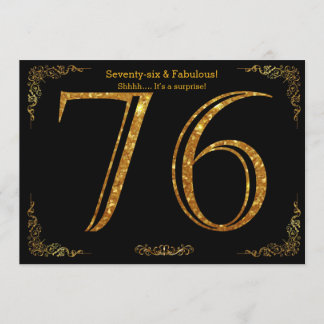 76. Geburtstagsfeier, Gatsby-Styl, schwarzer Glitz Einladung