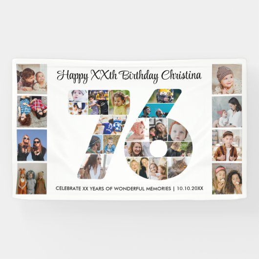76. Geburtstagsfeier Nummer 76 Fotocollage Banner (Horizontal)