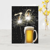 76. Geburtstagsparkler mit Bier-Tasse Karte (Gelbe Blume)