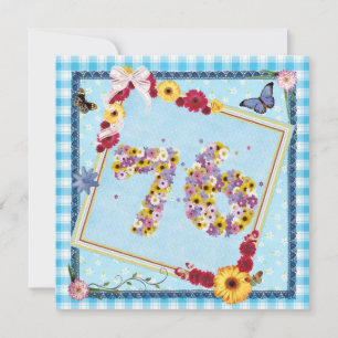 76. Geburtstagsparty Einladung Blume, Schmetterlin