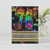 76. Geburtstagsparty Einladung mit Blasen (Stehend Vorderseite)