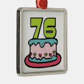 76-jähriger Geburtstagskuchen Silbernes Ornament (Rechts)