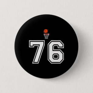 76 Nummer Basketball Style Vintag White Premium Button