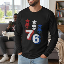 76 Patriotic American Skulls Vintage 1776 Tee