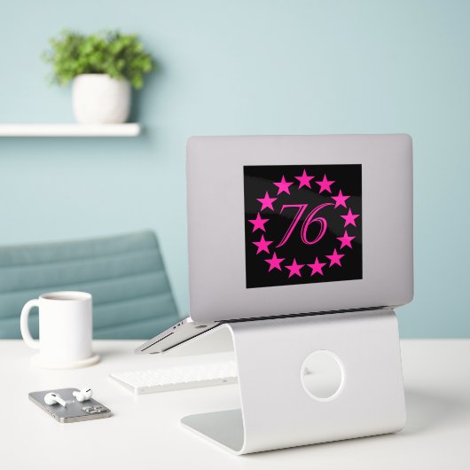 76 Sonderaktion Aufkleber (Laptop auf Schreibtisch)