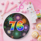 76. Veranstaltung - Spaß, farbenfroh, kühl, Regenb Pappteller (Party)