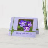 76th Birthday Card with Purple Violas Karte (Vorderseite)