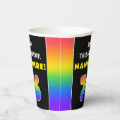 76th Birthday: Colorful Rainbow # 76, Custom Name Pappbecher (Rechts)