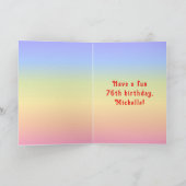 76th Birthday — Fun Cake & Candles, w/ Custom Name Karte (Innenseite)