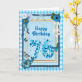 76th  Birthday with a scrapbook effect Karte (Gelbe Blume)