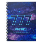 777 Engel Number Dark Blue Sparkle Manifestation Notizblock (Vorderseite)