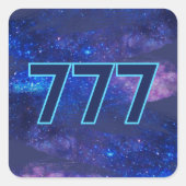 777 Engel Number Dark Blue Sparkle Manifestation Quadratischer Aufkleber (Vorderseite)