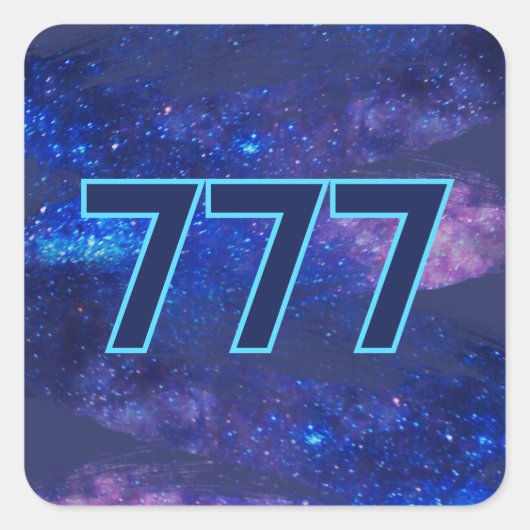 777 Engel Number Dark Blue Sparkle Manifestation Quadratischer Aufkleber (Vorderseite)