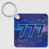 777 Engel Number Dark Blue Sparkle Manifestation Schlüsselanhänger (Vorderseite)