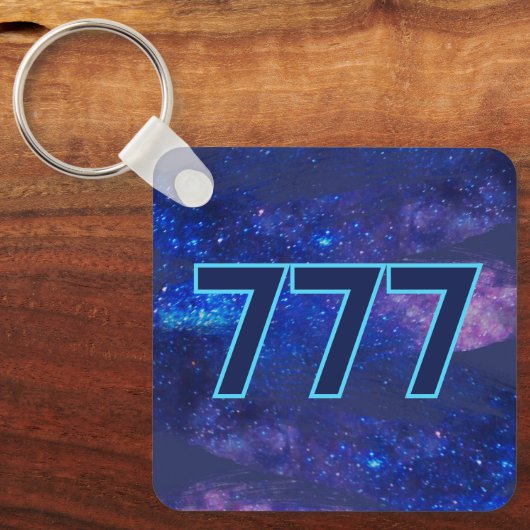 777 Engel Number Dark Blue Sparkle Manifestation Schlüsselanhänger (Vorderseite)