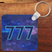 777 Engel Number Dark Blue Sparkle Manifestation Schlüsselanhänger (Rückseite)