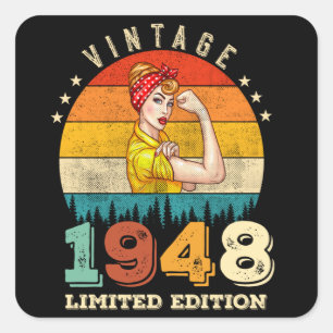 77. Geburtstag 1948 Vintage 77. Geburtstag Frauen Quadratischer Aufkleber