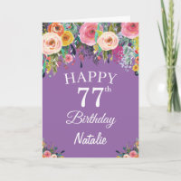 77. Geburtstag Aquarellfarben Blume Lila