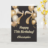 77. Geburtstag Black and Gold Balloons Confetti Karte (Gelbe Blume)