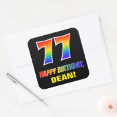 77. Geburtstag: Bold, Fun, Simple, Rainbow 77 Quadratischer Aufkleber (Umschlag)