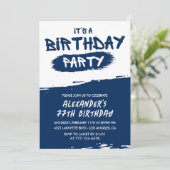 77. Geburtstag Einladungen Men Graffiti Navy Blue (Stehend Vorderseite)