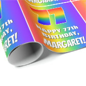 77. Geburtstag: Farbiges, lustiges Regenbogenmuste Geschenkpapier (Rolleneckpunkt)