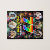 77. Geburtstag: Fun Rainbow #, Individuelle Name + Puzzle (Horizontal)