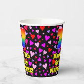 77. Geburtstag: Loving Hearts Pattern, Regenbogen Pappbecher (Links)