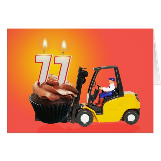 77. Geburtstag mit Cupcake, Candles und Gabelstapl (Vorderseite (Horizontal))