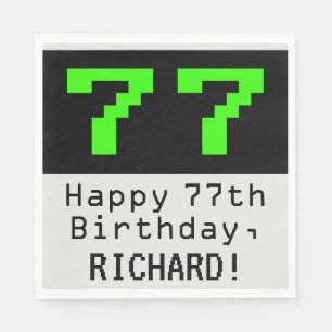 77. Geburtstag - Nerdy / Geeky Style "77" & Name Serviette