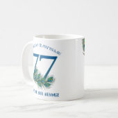 77. Geburtstag oder Jubiläum Pfauenfeder Kaffeetasse (Vorderseite Links)