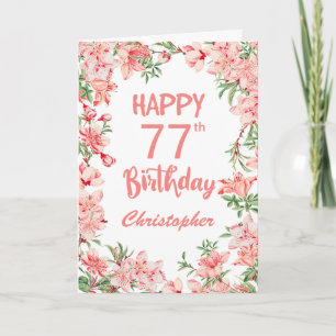 77. Geburtstag Pink Peach Peonies Aquarell Floral Karte