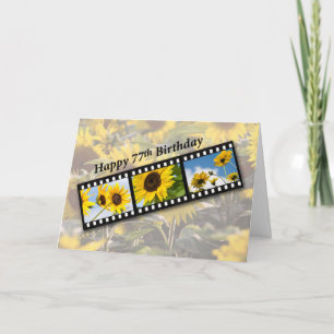 77. Geburtstag Sonnenblumen Filmstrip Karte