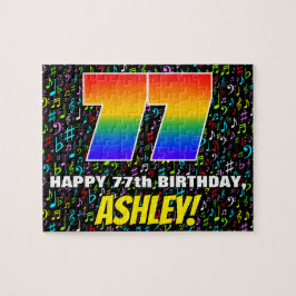 77. Geburtstag — Spaß, bunte Musiksymbole & "77" Puzzle