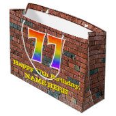 77. Geburtstag: Spaß, Graffiti-Inspiriert Regenbog Große Geschenktüte (Rückseite Schrägansicht)
