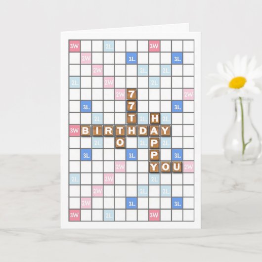 77. Geburtstag, Word Game Board Karte (Kleine Pflanze)