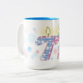 77. Geburtstag Zweifarbige Tasse (Vorderseite Links)
