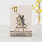 77. Geburtstagsballons und Tabby Cat Karte (Gelbe Blume)