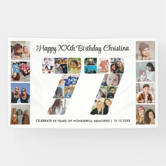 77. Geburtstagsfeier Nummer 77 Fotocollage Banner (Horizontal)