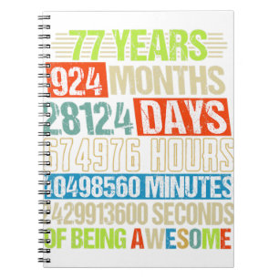 77. Geburtstagsgeschenke Funny Countdown 77 Yrs Ol Notizblock