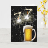 77. Geburtstagsparkler mit Bier-Tasse Karte (Gelbe Blume)