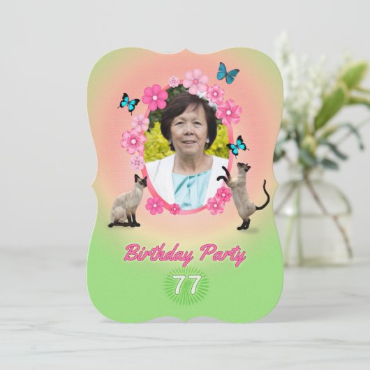 77. Geburtstagsparty Einladung (Stehend Vorderseite)