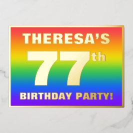 77. Geburtstagsparty: Spaß, farbenfrohe Regenbogen Folieneinladung