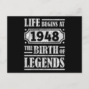 77 Jahre alt 1948 Geburt einer Legende 77. Geburts Postkarte