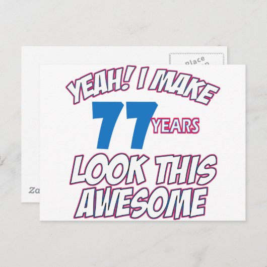 77 JAHRE ALTE GEBURTSTAGE POSTKARTE (Vorne/Hinten)