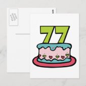 77 Jahre alter Geburtstagskuchen Postkarte (Vorne/Hinten)