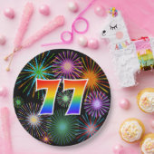 77. Veranstaltung - Spaß, farbenfroh, kühl, Regenb Pappteller (Party)