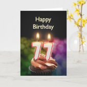 77th Birthday card with Candles Karte (Gelbe Blume)