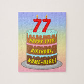 77th Birthday: Fun Cake and Candles + Custom Name Puzzle (Vertikal)