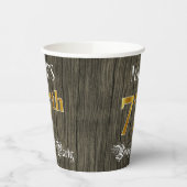 77th Birthday Party — Faux Gold & Faux Wood Looks Pappbecher (Links)